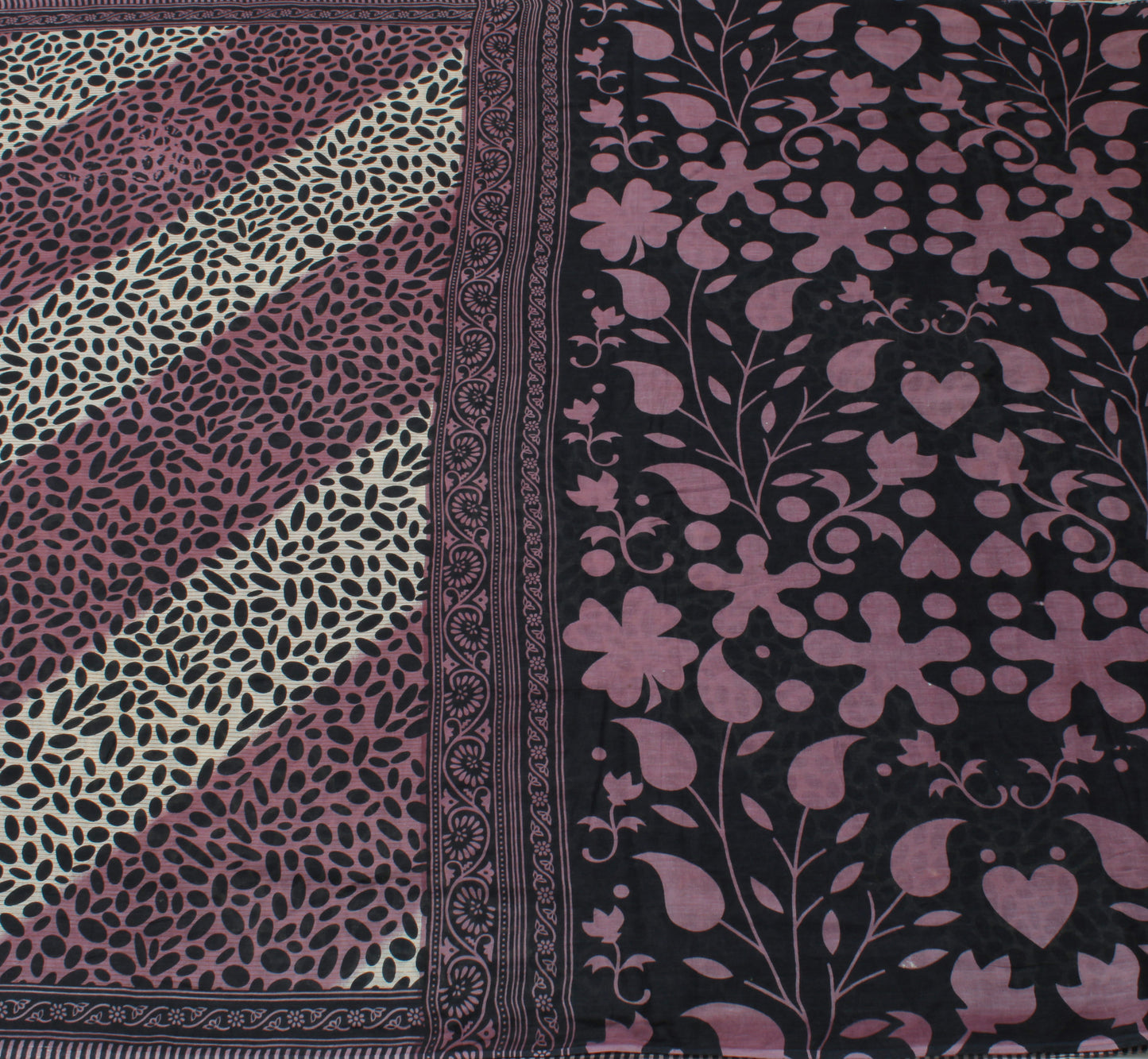 Sushila Vintage Indian Saree 100% Pure Cotton Printed 5 Yard Sari Craft Fabric