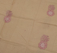 Sushila Vintage Cream Saree 100% Pure Cotton Printed Floral 5 Yard Craft Fabric