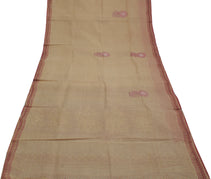 Sushila Vintage Cream Saree 100% Pure Cotton Printed Floral 5 Yard Craft Fabric