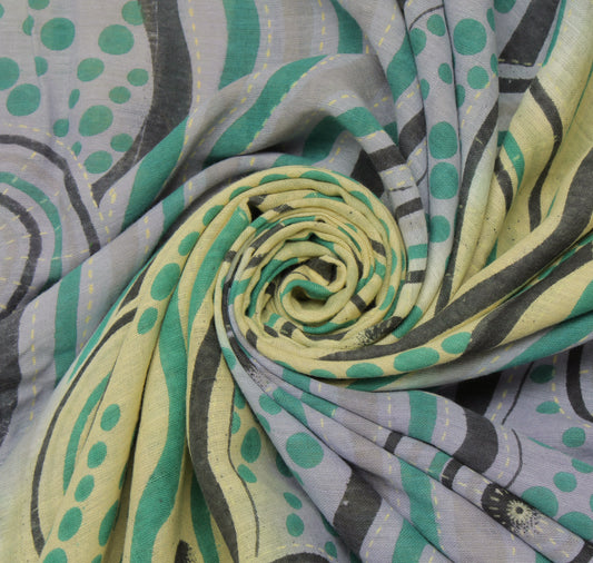 Sushila Vintage Multi-Color Sari Pure Cotton Printed Indian Soft Craft Fabric