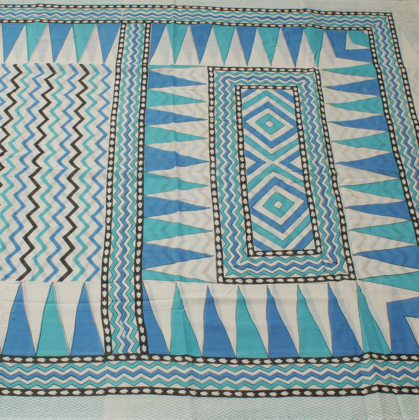 Sushila Vintage White Sari 100% Pure Cotton Printed Leheria Soft Craft Fabric