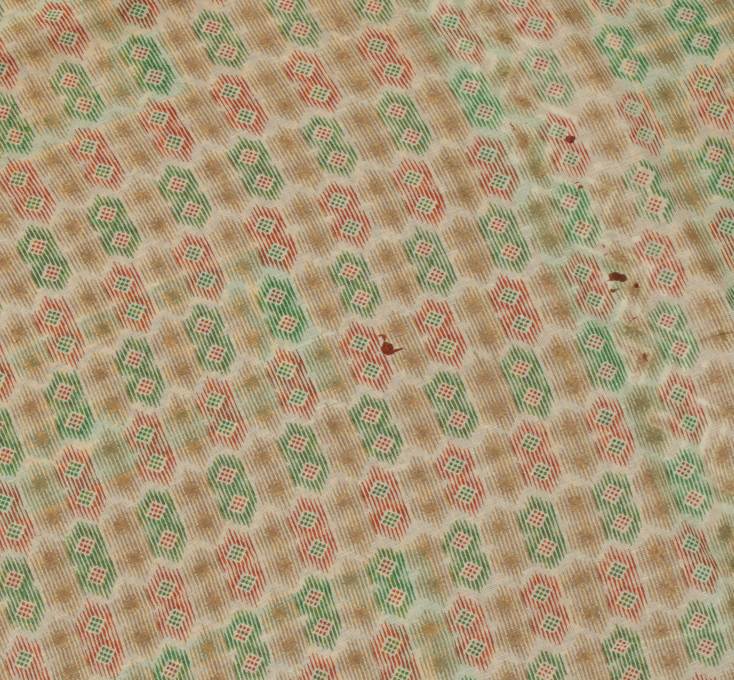 Sushila Vintage Cream Saree 100% Pure Cotton Printed Indian Sari Craft Fabric