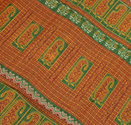 Sushila Vintage Cream Saree 100% Pure Cotton Printed Indian Sari Craft Fabric