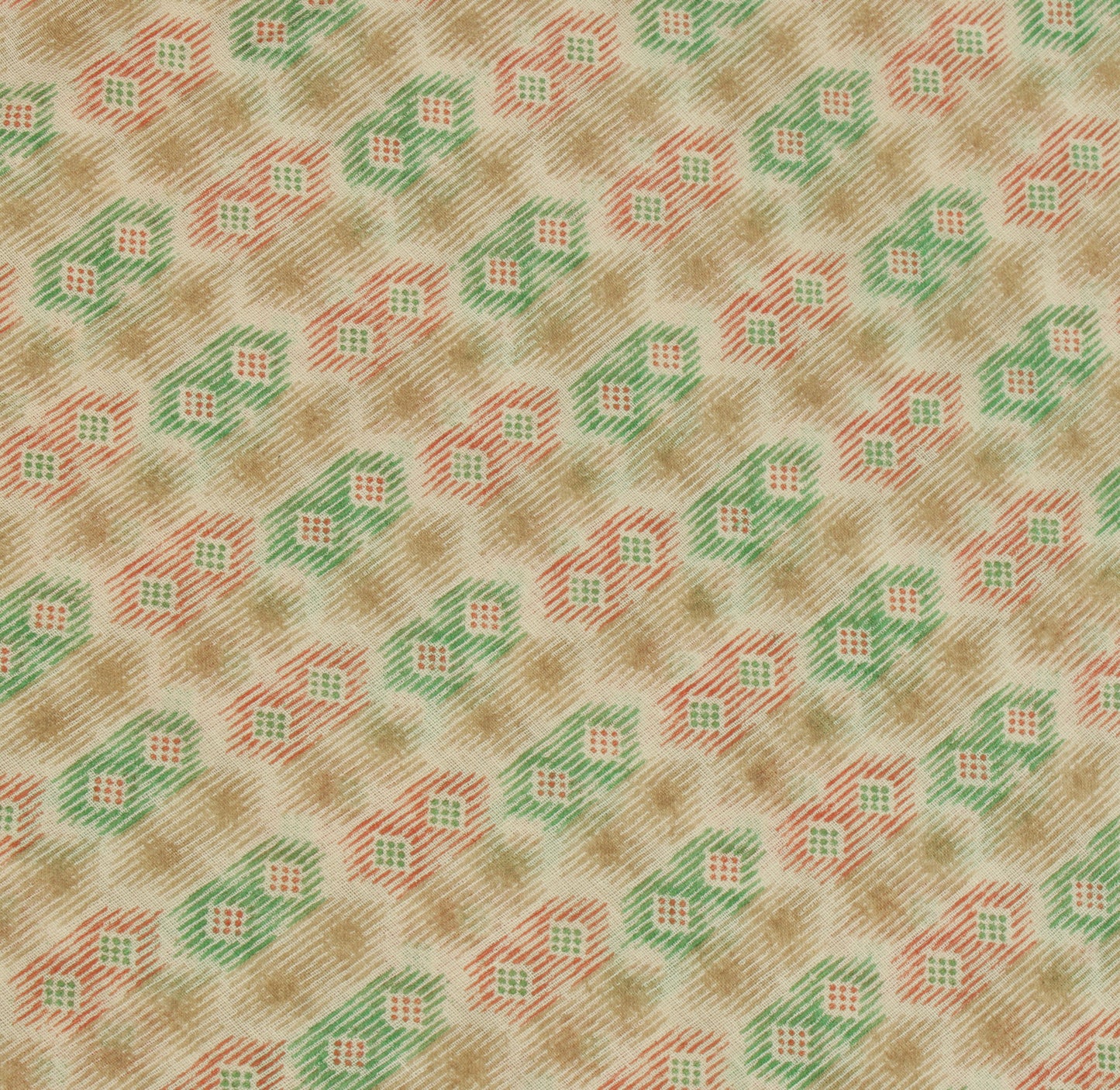 Sushila Vintage Cream Saree 100% Pure Cotton Printed Indian Sari Craft Fabric