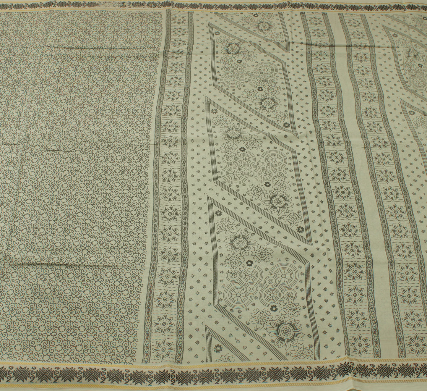 Sushila Vintage Gray Saree 100% Pure Cotton Printed Floral Soft Craft Fabric