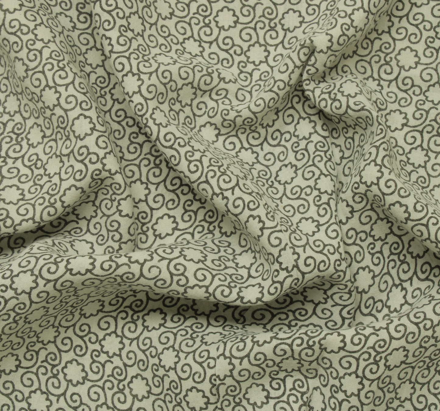 Sushila Vintage Gray Saree 100% Pure Cotton Printed Floral Soft Craft Fabric