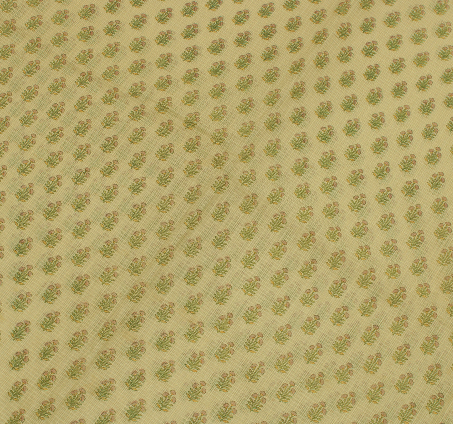 Sushila Vintage Cream Saree 100% Pure Cotton Printed Floral Sheer Craft Fabric