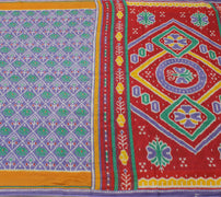 Sushila Vintage Purple Saree 100% Pure Cotton Printed Floral Soft Craft Fabric