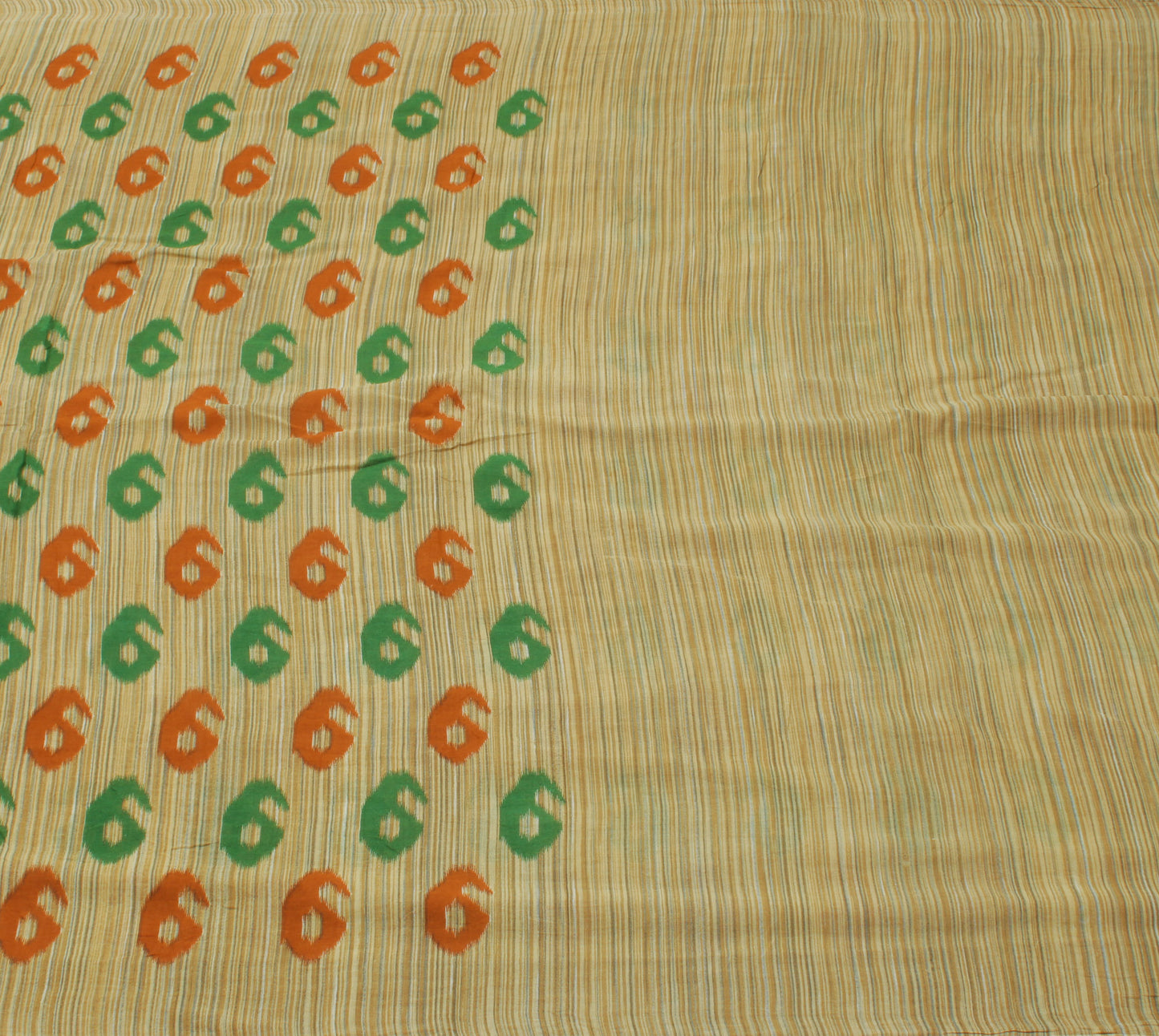 Sushila Vintage Green Saree 100% Pure Cotton Printed Paisley Soft Craft Fabric