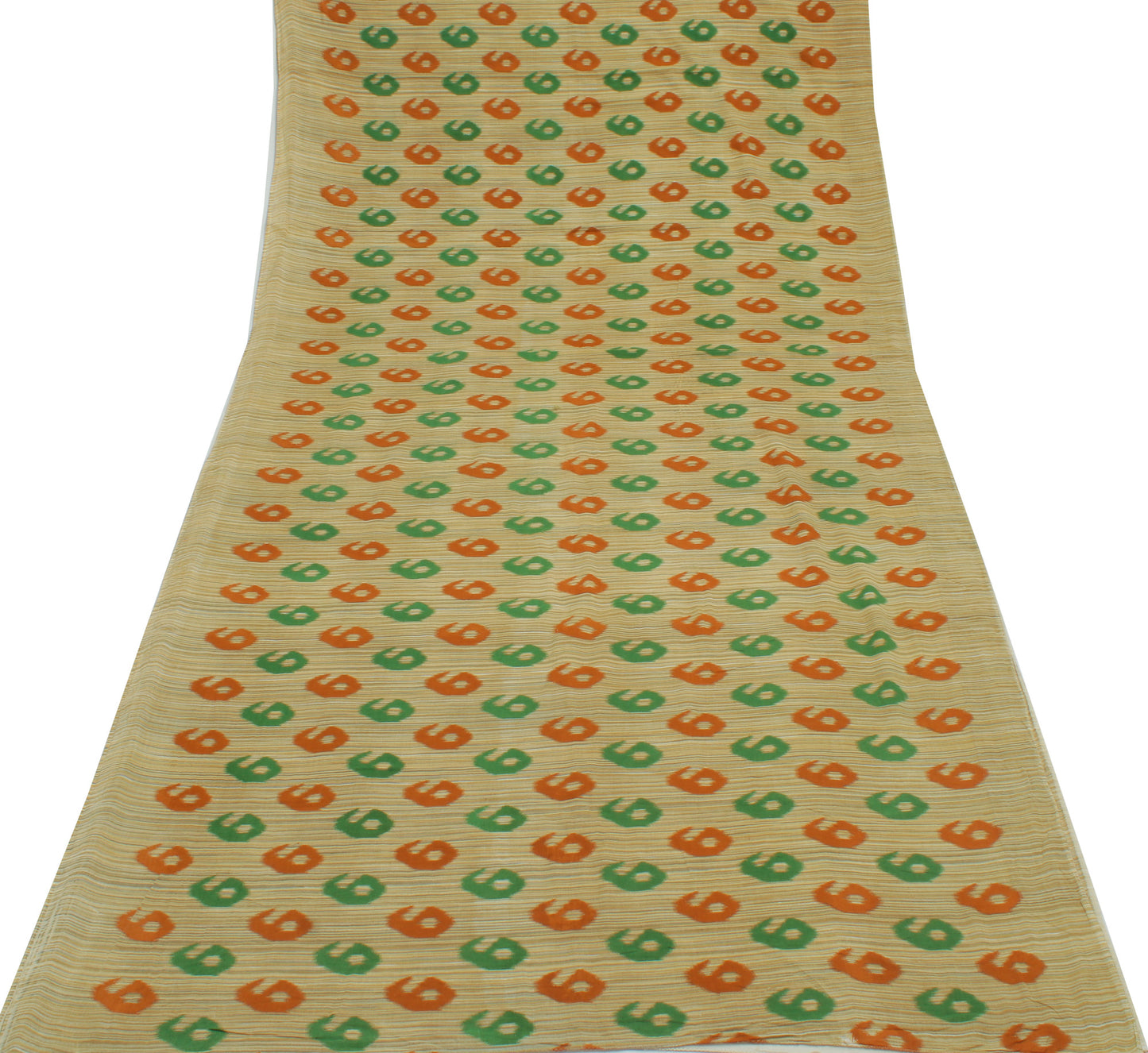 Sushila Vintage Green Saree 100% Pure Cotton Printed Paisley Soft Craft Fabric