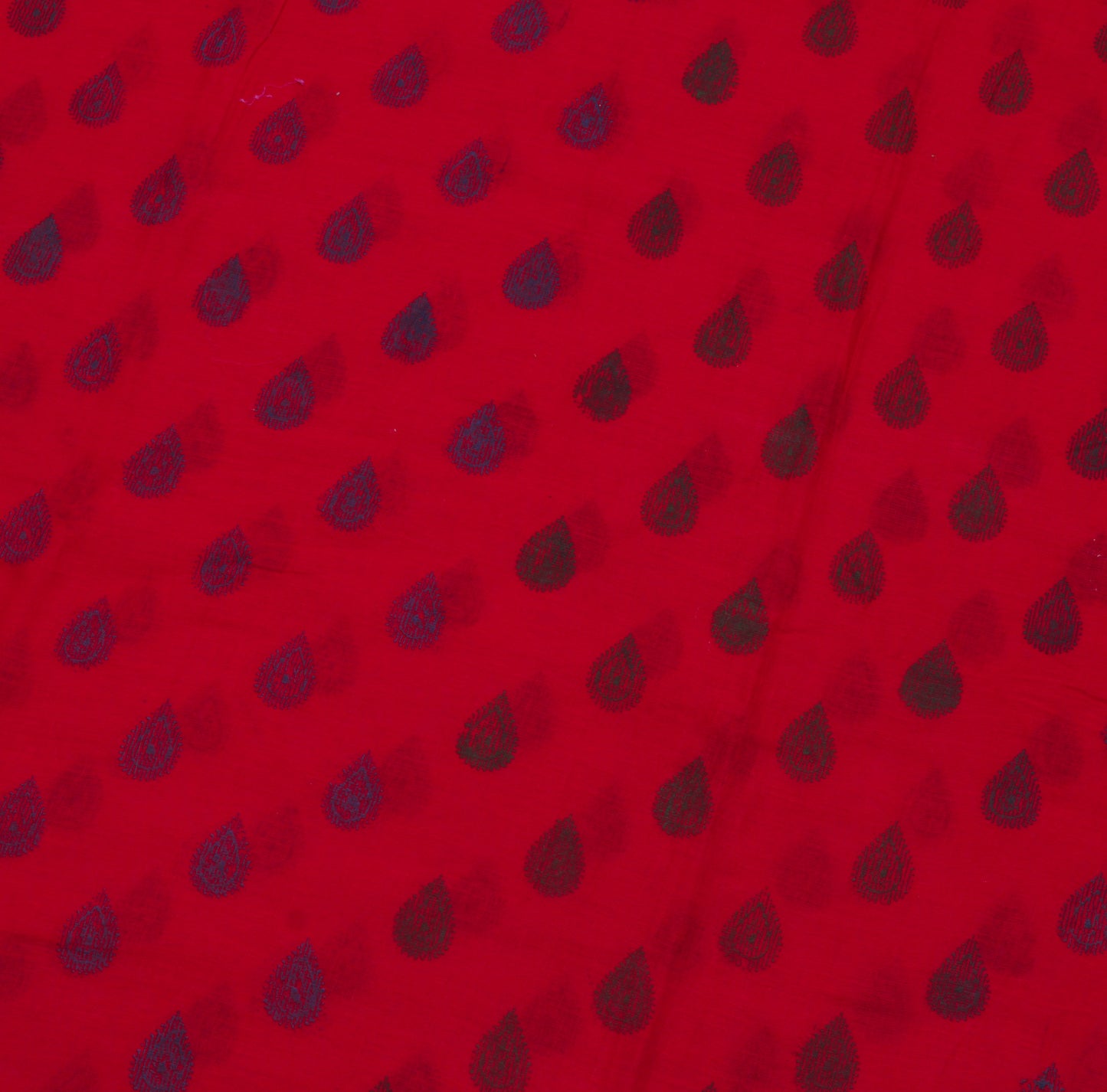 Sushila Vintage Red Indian Saree 100% Pure Cotton Printed Craft Sari Fabric