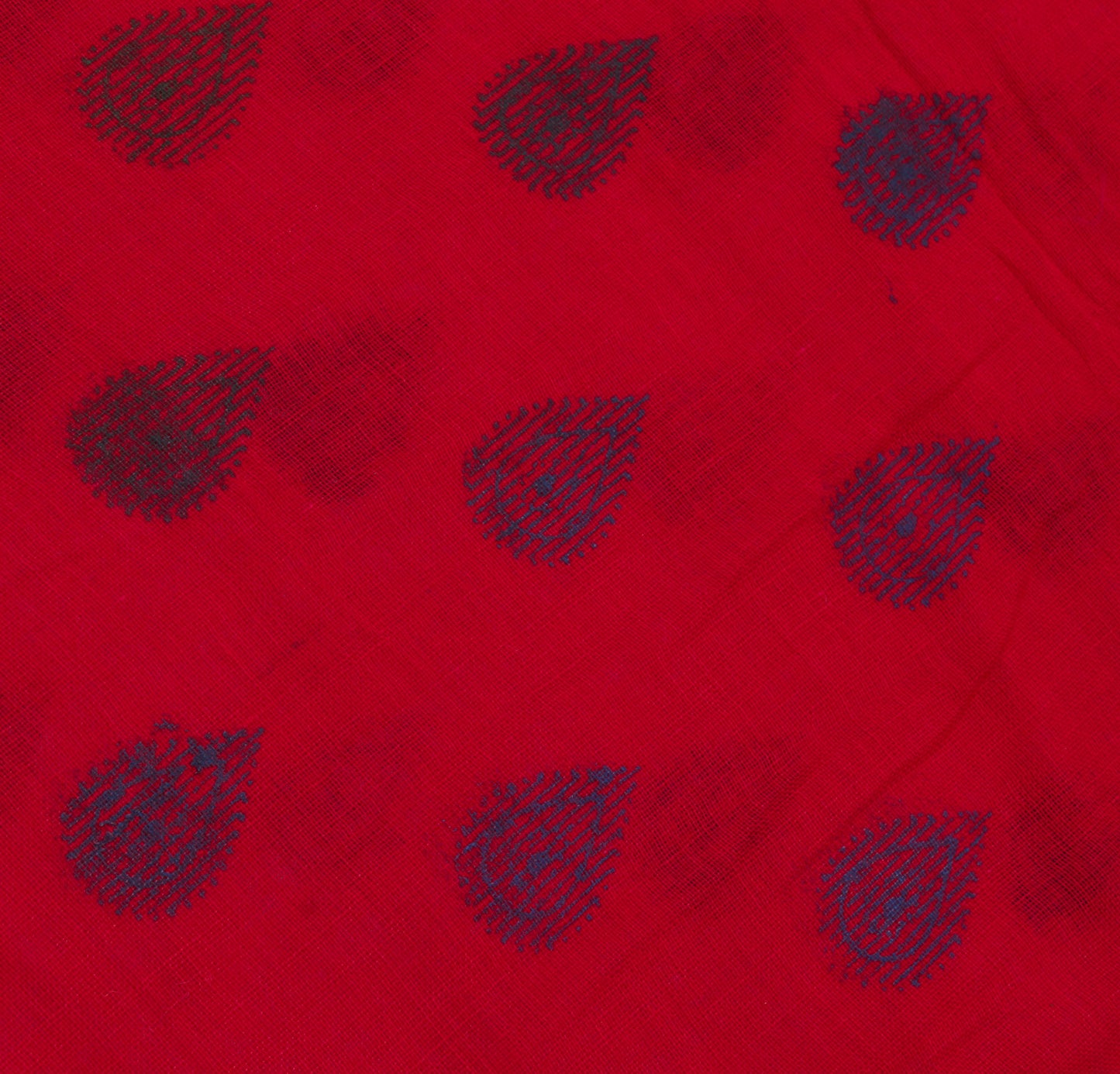 Sushila Vintage Red Indian Saree 100% Pure Cotton Printed Craft Sari Fabric