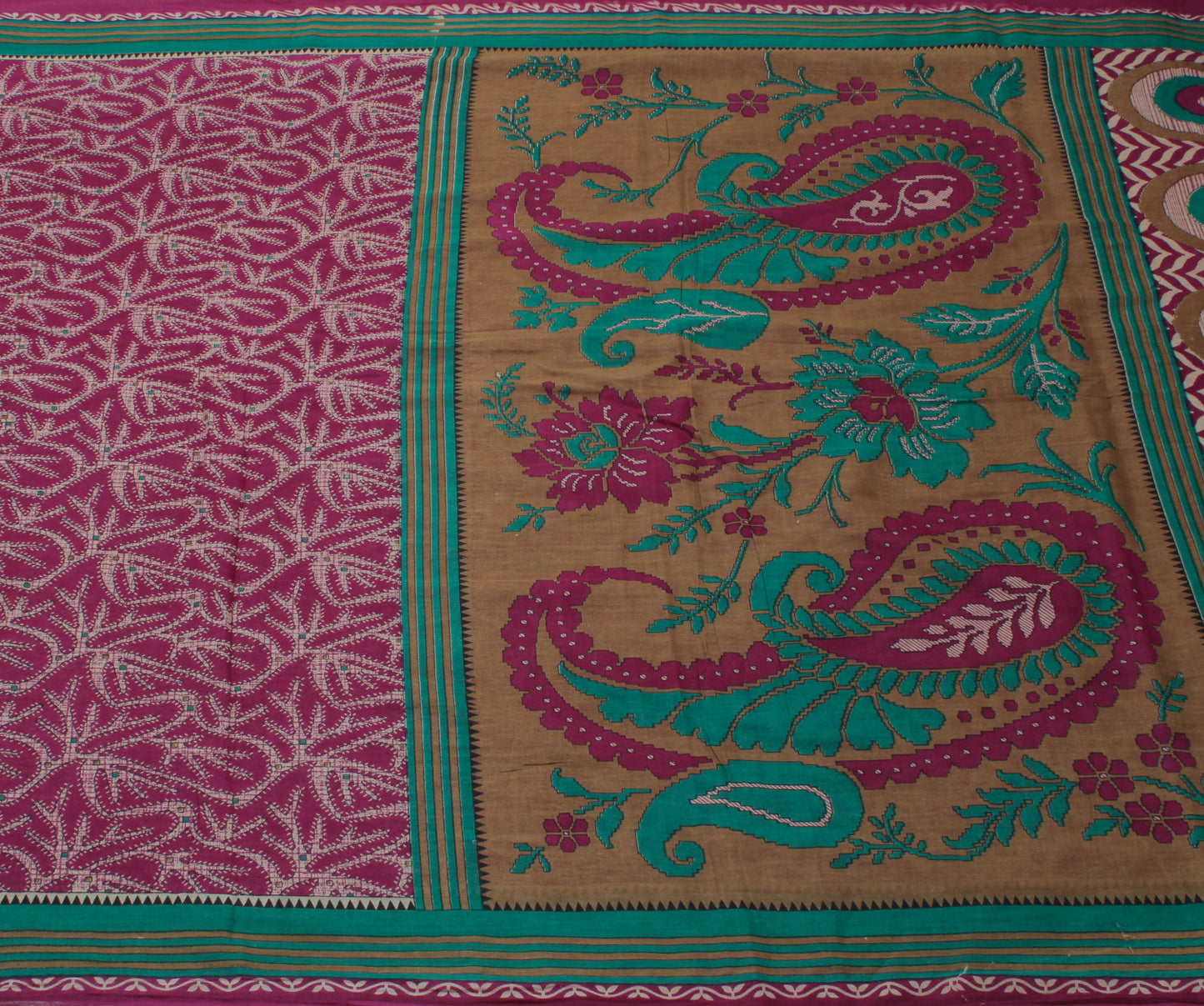 Sushila Vintage Purple Saree 100% Pure Cotton Printed Indian Soft Craft Fabric