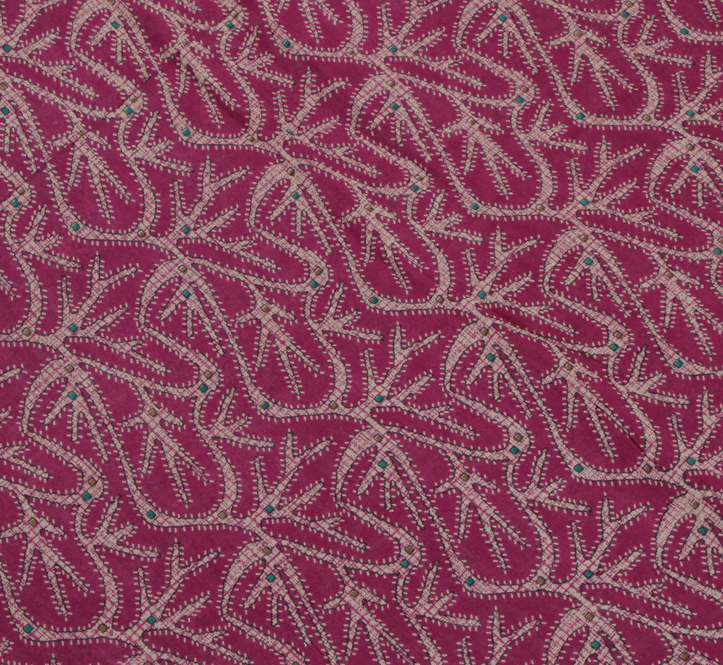 Sushila Vintage Purple Saree 100% Pure Cotton Printed Indian Soft Craft Fabric