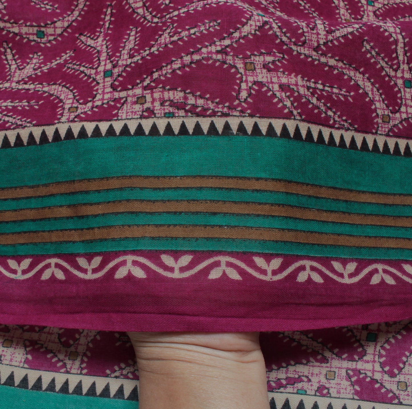 Sushila Vintage Purple Saree 100% Pure Cotton Printed Indian Soft Craft Fabric