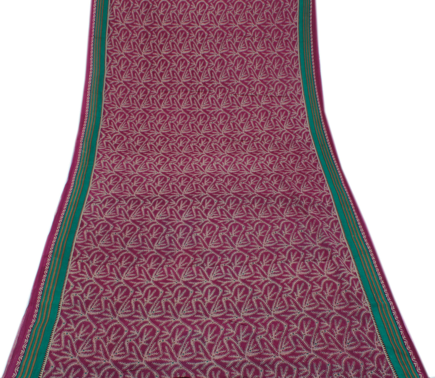 Sushila Vintage Purple Saree 100% Pure Cotton Printed Indian Soft Craft Fabric