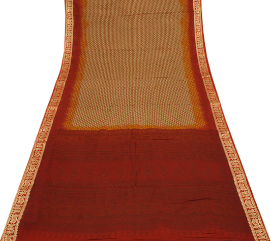 Sushila Vintage Brown Saree 100% Pure Cotton Printed Floral Soft Craft Fabric