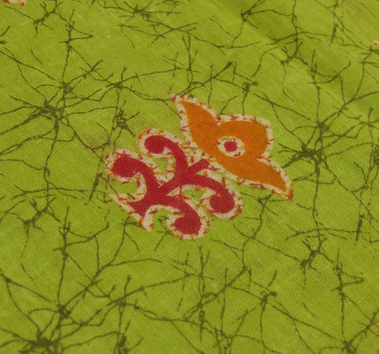Sushila Vintage Green Saree 100% Pure Cotton Batik Printed Soft Craft Fabric