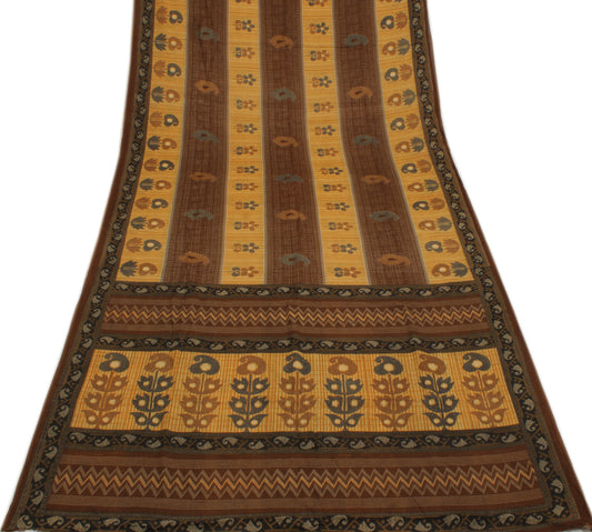 Sushila Vintage Indian Saree 100% Pure Cotton Printed Floral Soft Craft Fabric