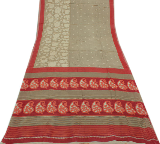 Sushila Vintage Indian Saree 100% Pure Cotton Printed Floral Soft Craft Fabric