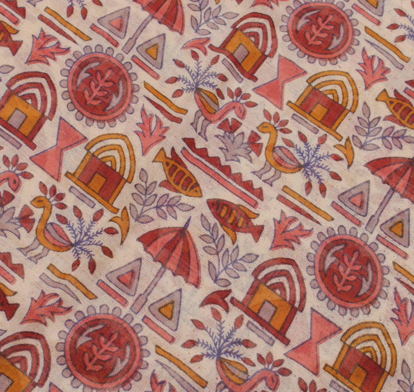 Sushila Vintage Cream Indian Saree 100% Pure Cotton Printed Soft Craft Fabric
