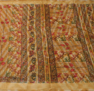 Sushila Vintage Brown Saree 100% Pure Cotton Printed Floral Soft Craft Fabric