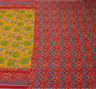 Sushila Vintage Yellow Saree 100% Pure Cotton Printed Floral Soft Craft Fabric