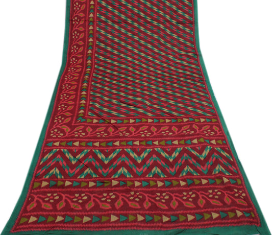 Sushila Vintage Maroon Indian Saree 100% Pure Cotton Printed Soft Craft Fabric