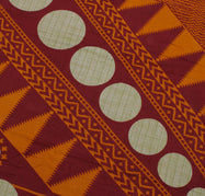 Sushila Vintage Mustard Sari 100% Pure Cotton Printed Zig-Zag Soft Craft Fabric