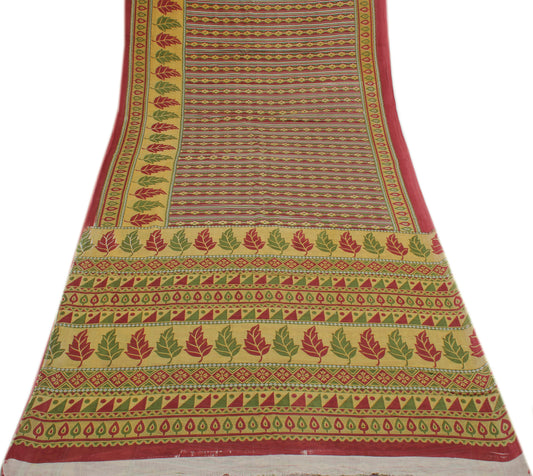 Sushila Vintage Multi-Color Saree 100% Pure Cotton Printed Soft Craft Fabric