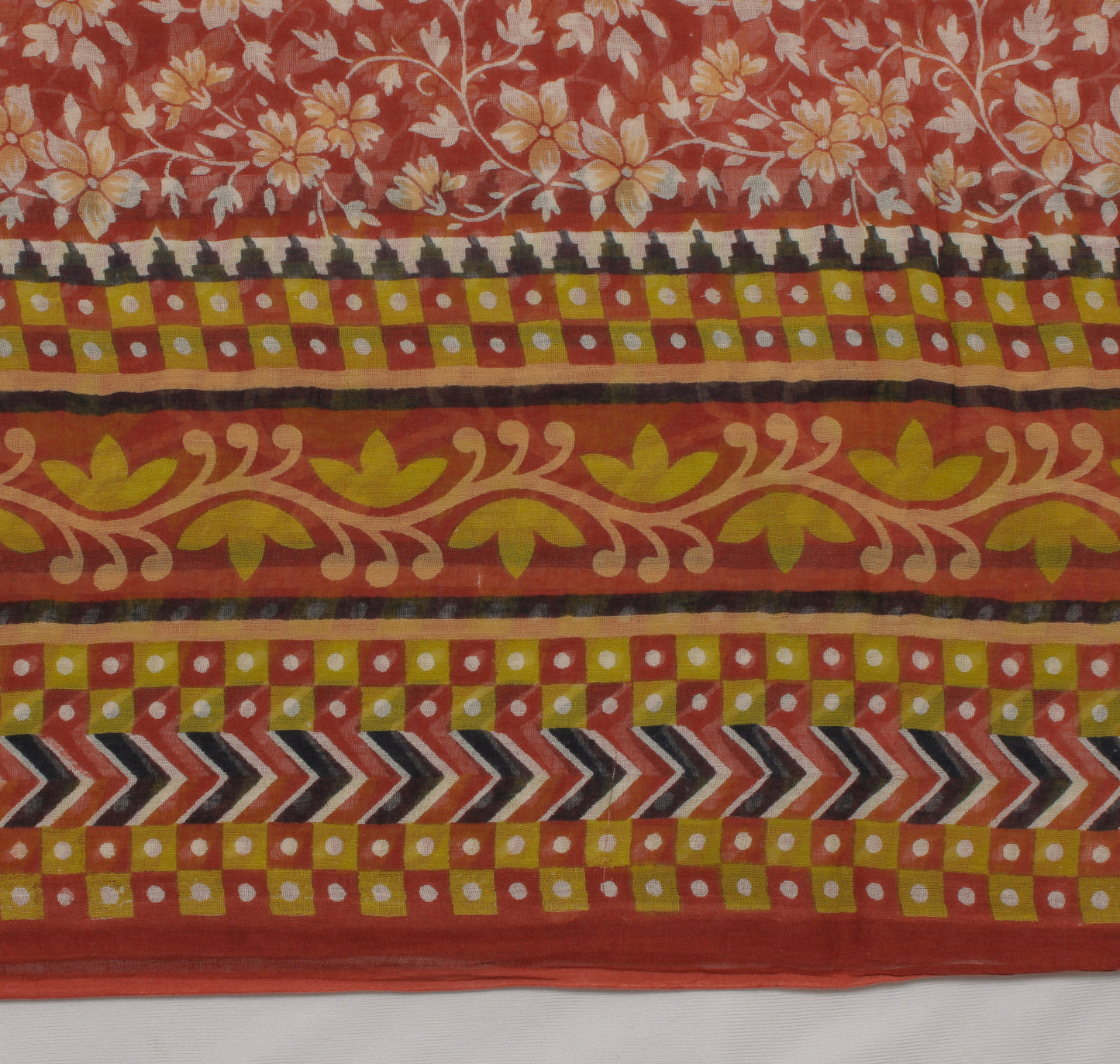 Sushila Vintage Brown Saree 100% Pure Cotton Printed Floral Soft Craft Fabric