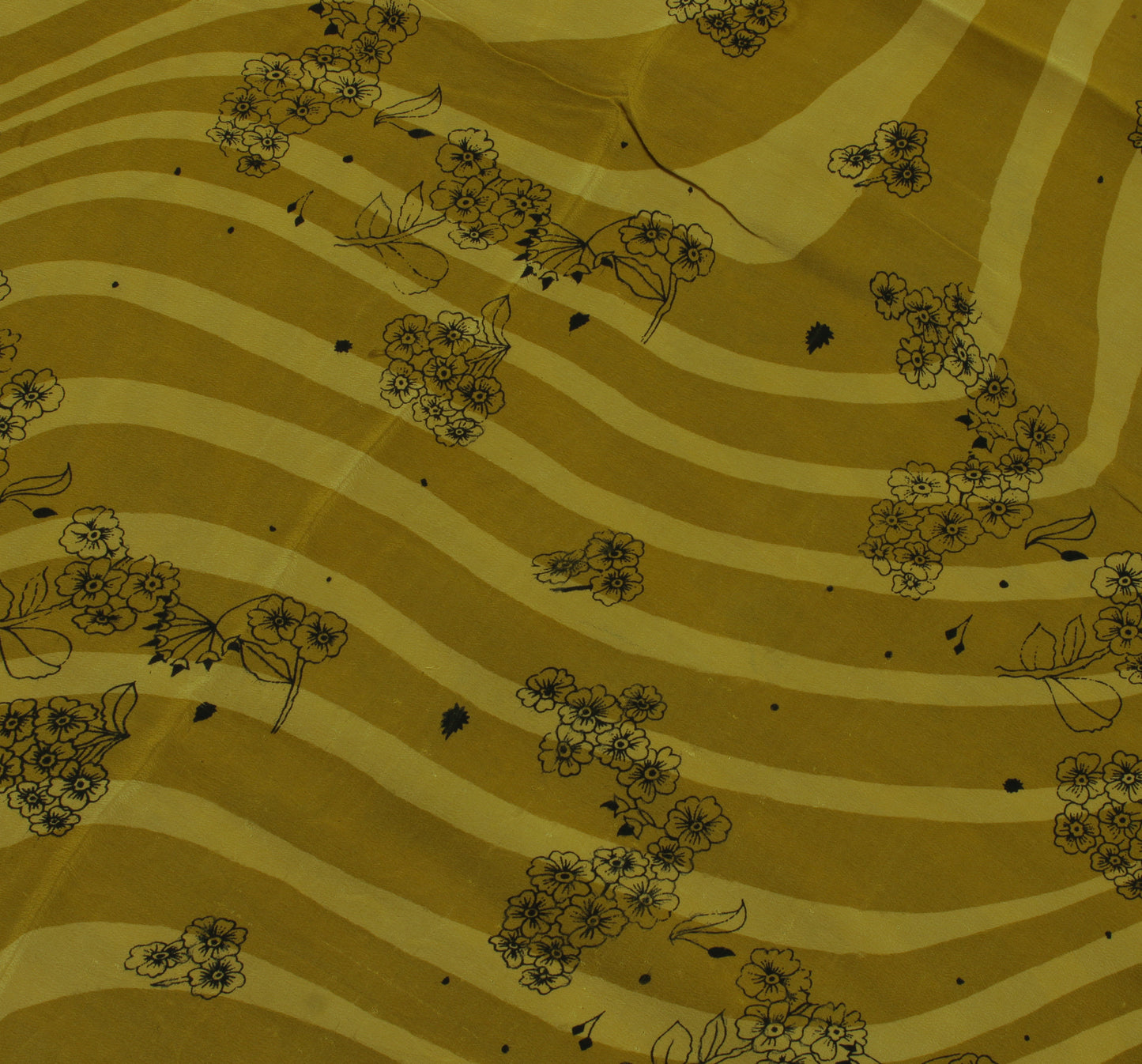 Sushila Vintage Green Saree 100% Pure Crepe Silk Printed Floral Soft Fabric