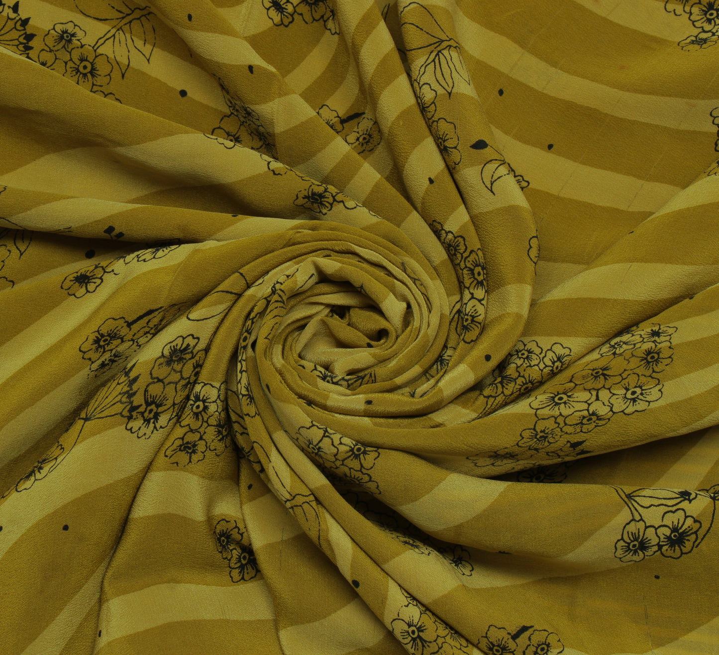 Sushila Vintage Green Saree 100% Pure Crepe Silk Printed Floral Soft Fabric