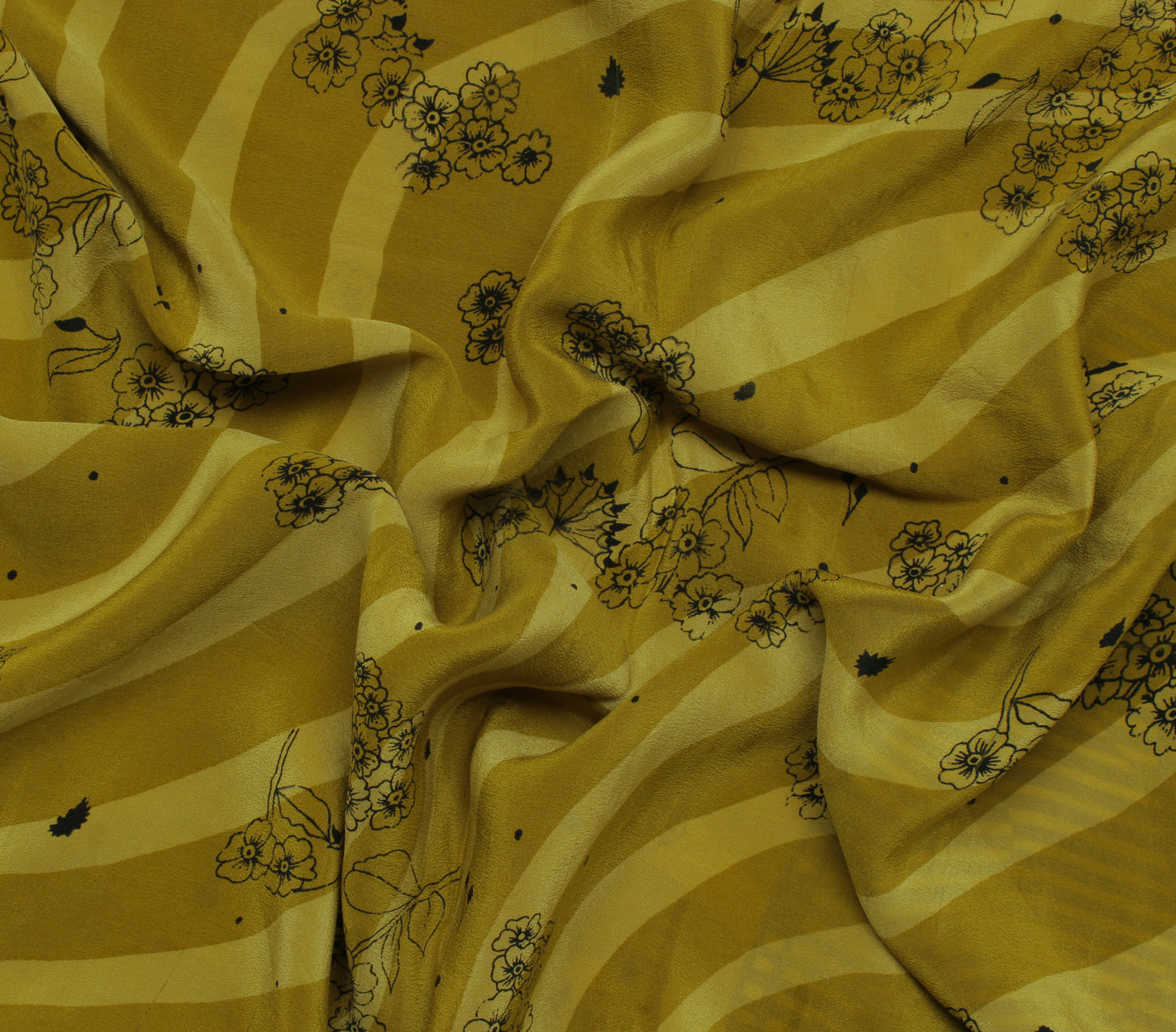 Sushila Vintage Green Saree 100% Pure Crepe Silk Printed Floral Soft Fabric