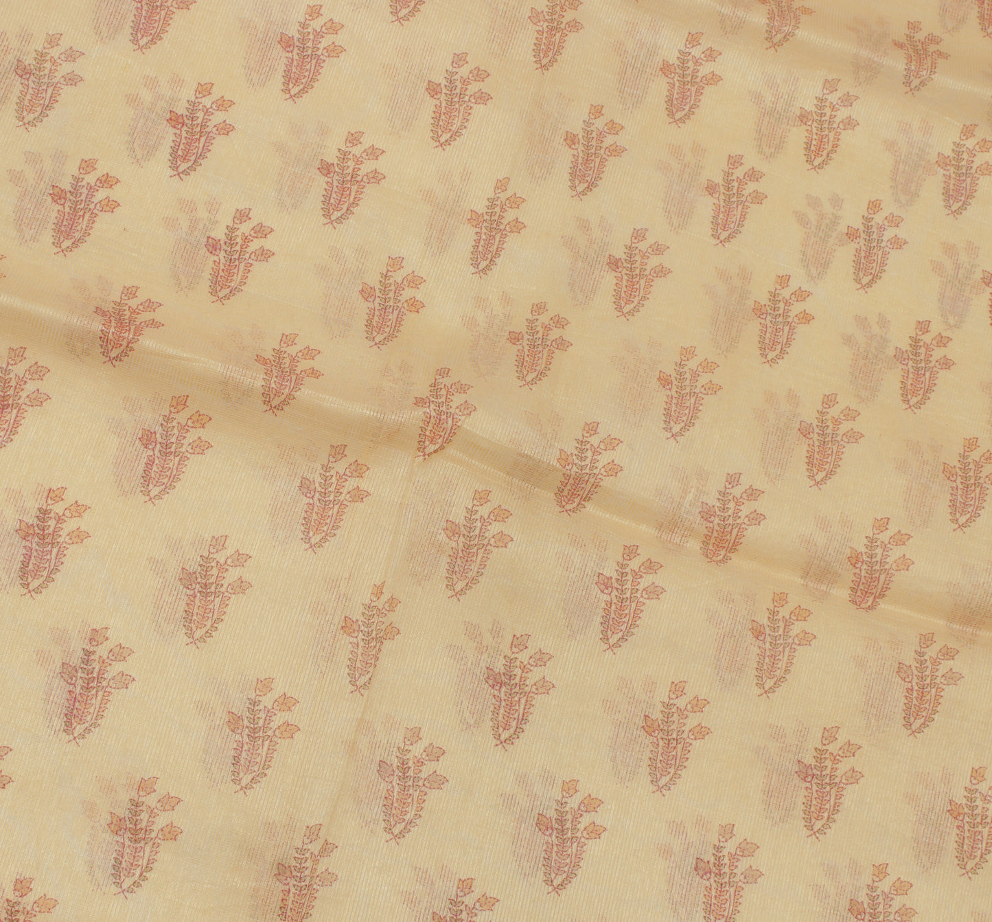 Sushila Vintage Cream Indian Saree Blend Cotton Printed Floral Craft Fabric