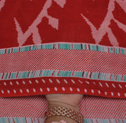 Sushila Vintage Red Indian Saree 100% Pure Cotton Printed  Soft Craft Fabric