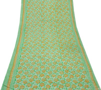 Sushila Vintage Green Saree 100% Pure Cotton Printed Floral Soft Craft Fabric