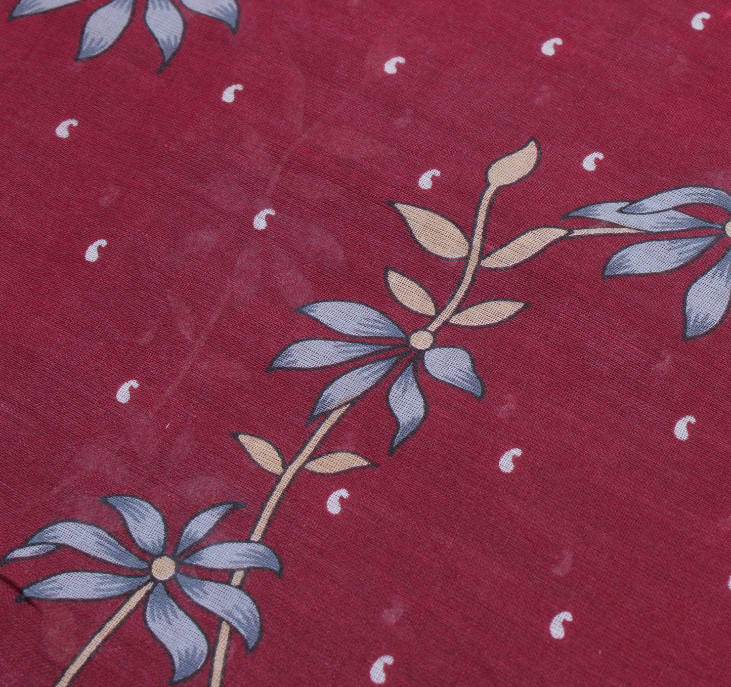 Sushila Vintage Maroon Saree 100% Pure Cotton Printed Floral Soft Craft Fabric