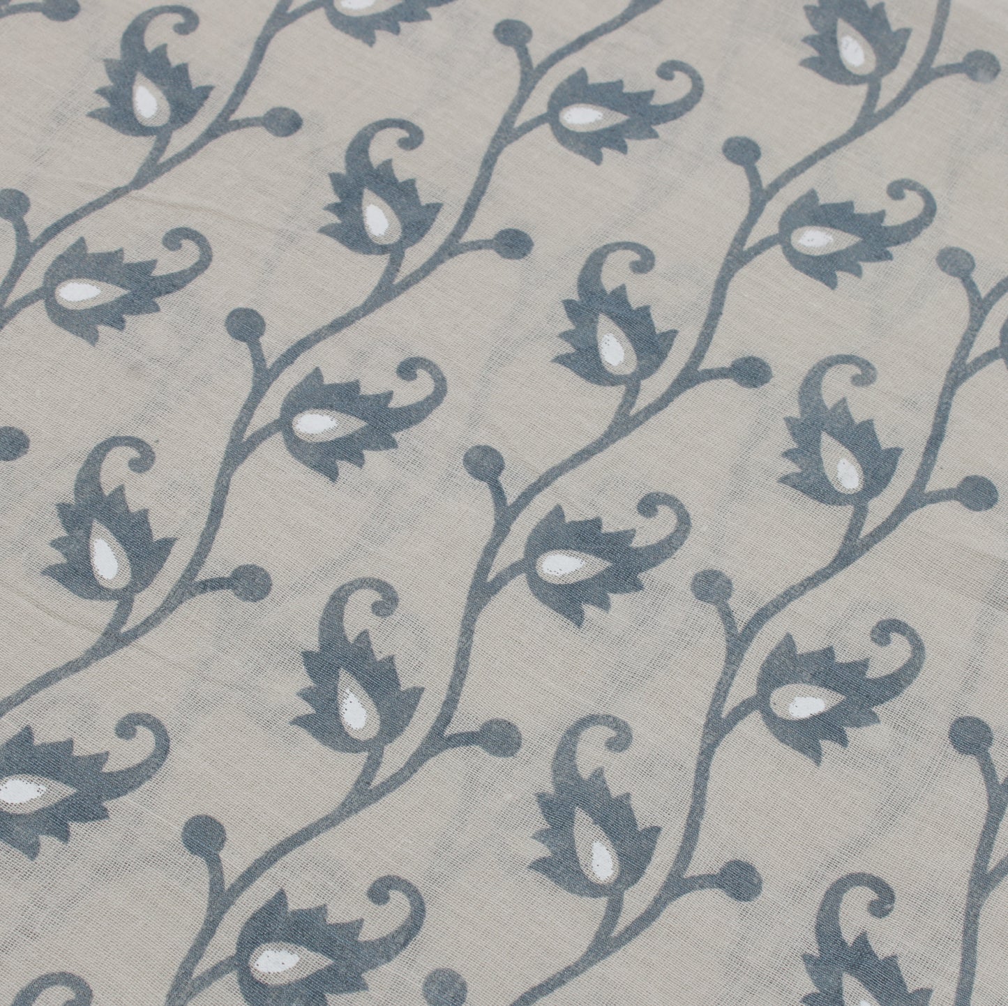 Sushila Vintage Gray Saree 100% Pure Cotton Printed Floral Soft Craft Fabric