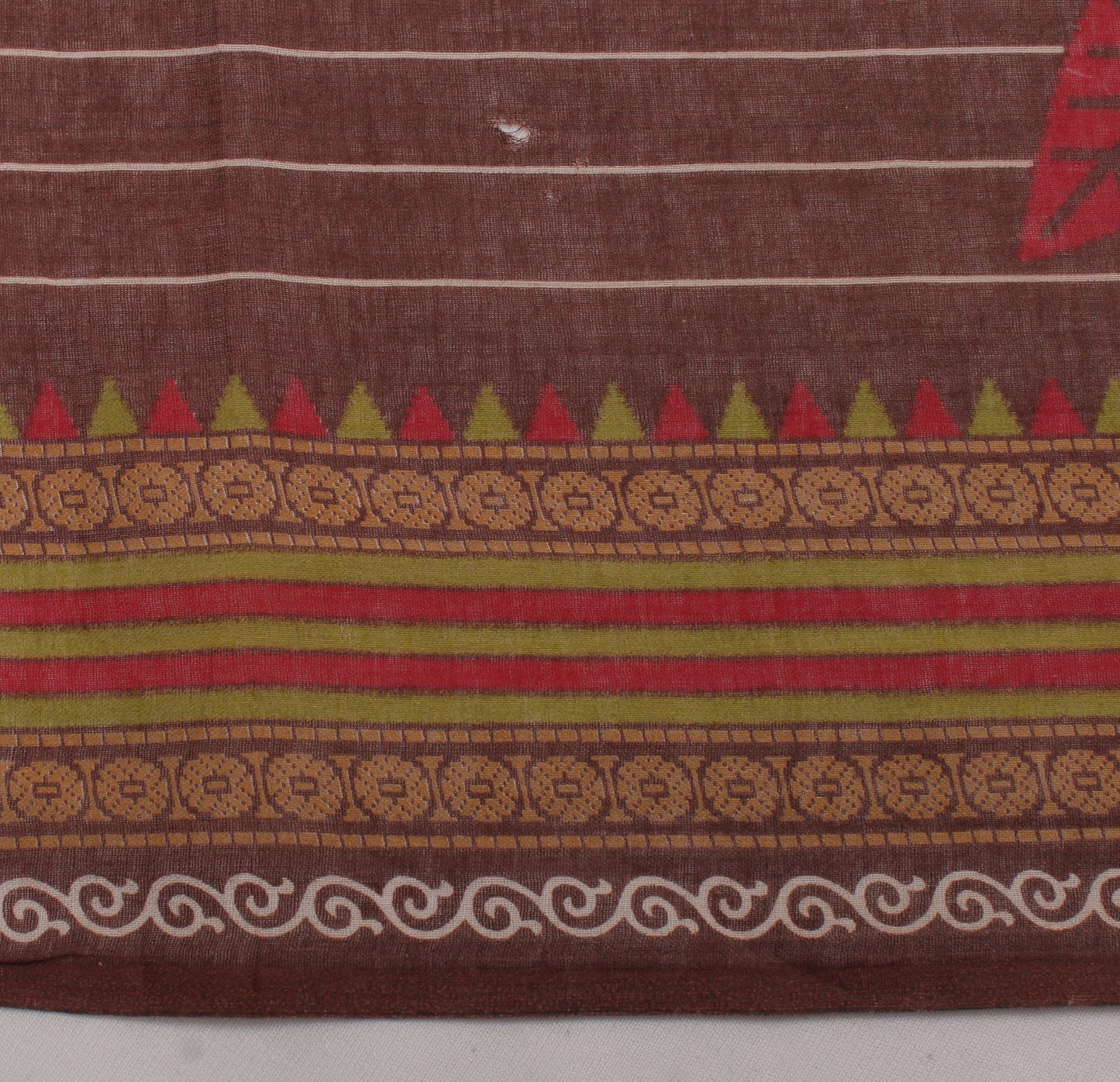 Sushila Vintage Brown Saree 100% Pure Cotton Printed Floral Soft Craft Fabric