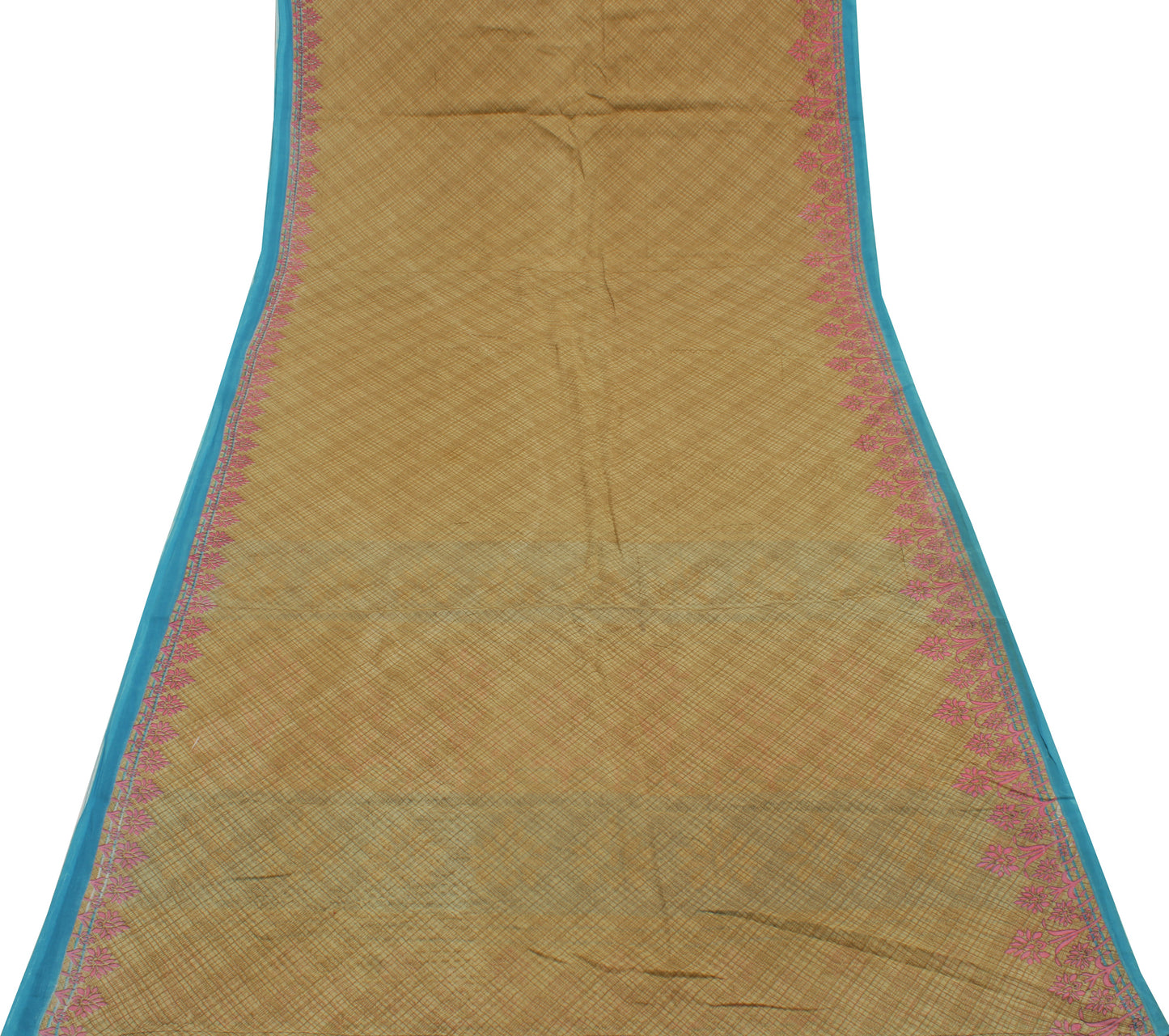 Sushila Vintage Green Indian Saree 100% Pure Cotton Printed Soft Craft Fabric