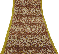 Sushila Vintage Cream Indian Saree 100% Pure Cotton Printed Soft Craft Fabric