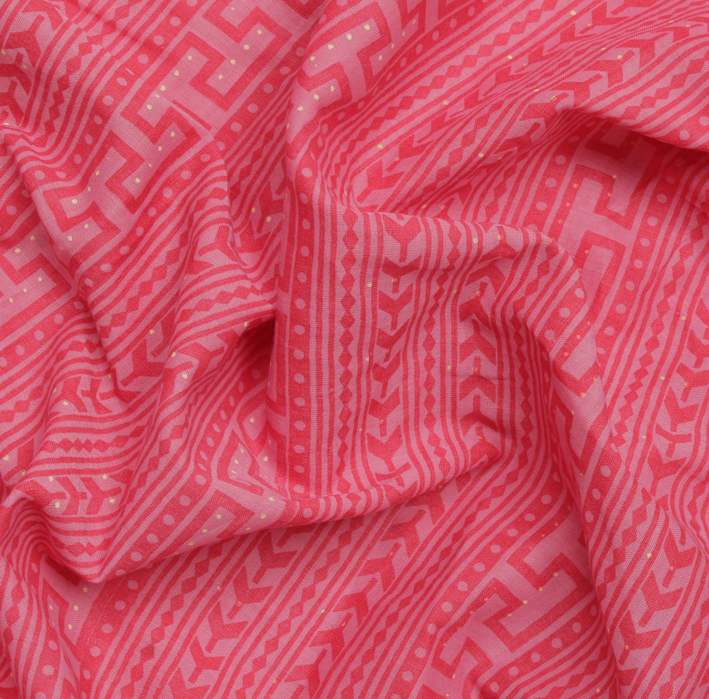 Sushila Vintage Pink Saree 100% Pure Cotton Printed Soft 5 Yard Craft Fabric