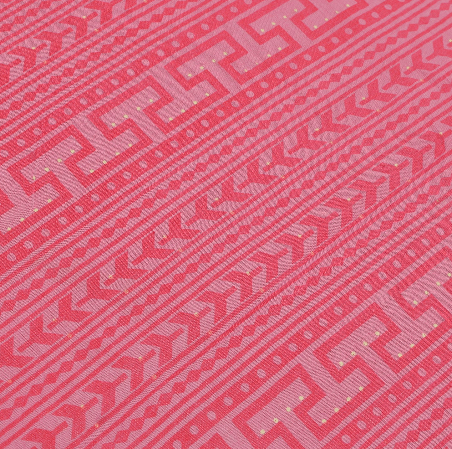 Sushila Vintage Pink Saree 100% Pure Cotton Printed Soft 5 Yard Craft Fabric