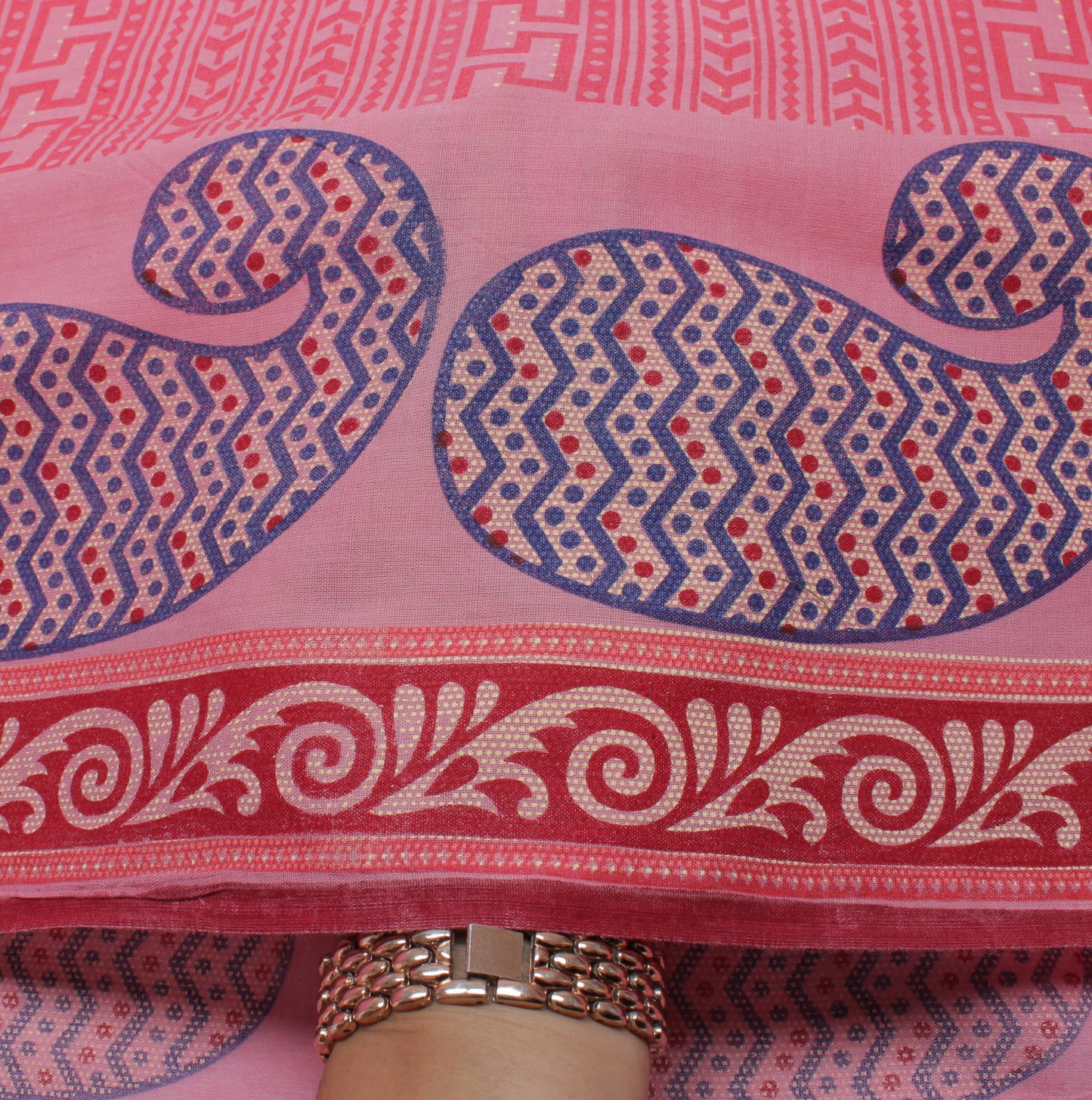 Sushila Vintage Pink Saree 100% Pure Cotton Printed Soft 5 Yard Craft Fabric