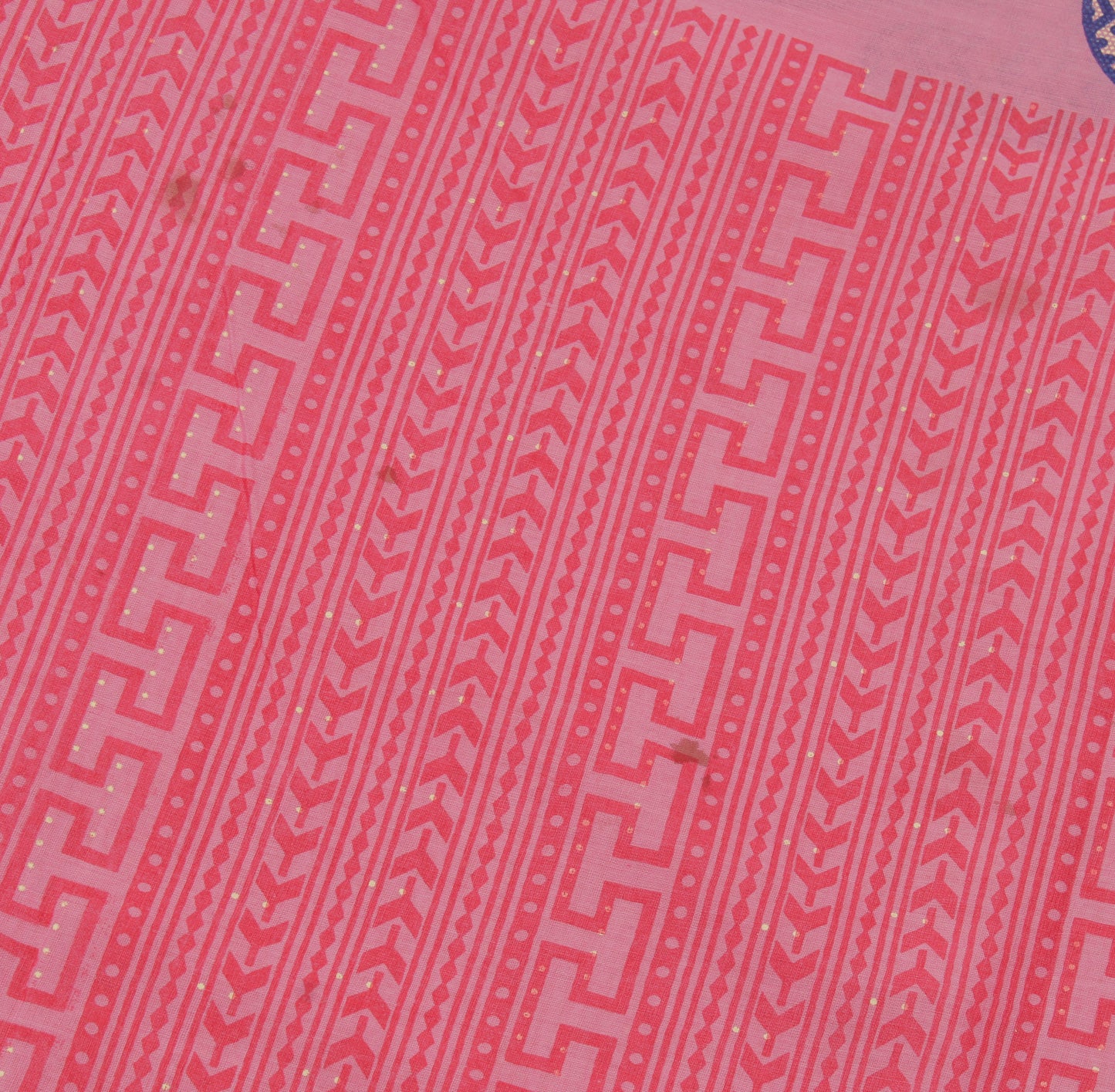 Sushila Vintage Pink Saree 100% Pure Cotton Printed Soft 5 Yard Craft Fabric