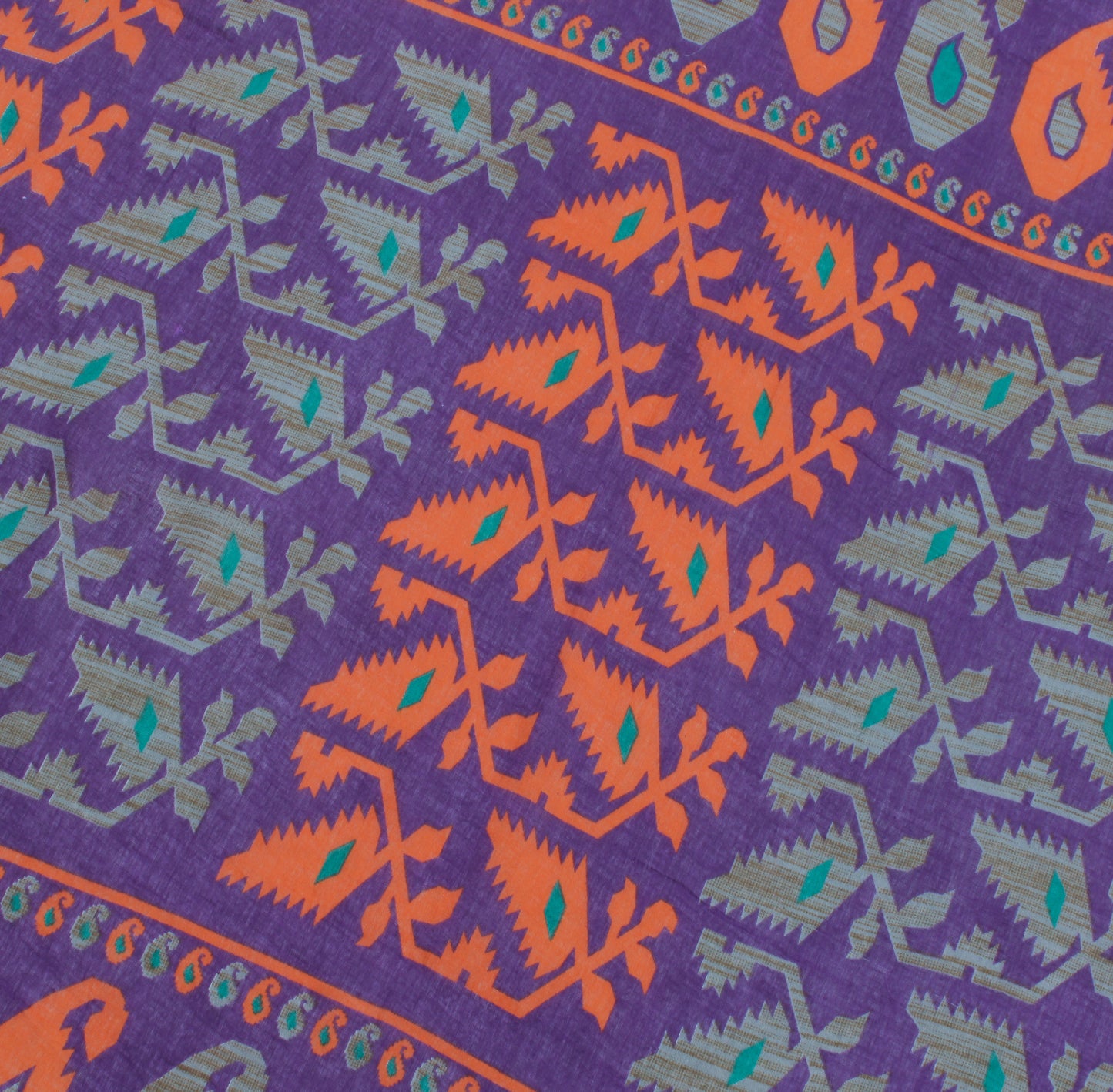 Sushila Vintage Purple Saree 100% Pure Cotton Printed Soft 5 Yard Craft Fabric