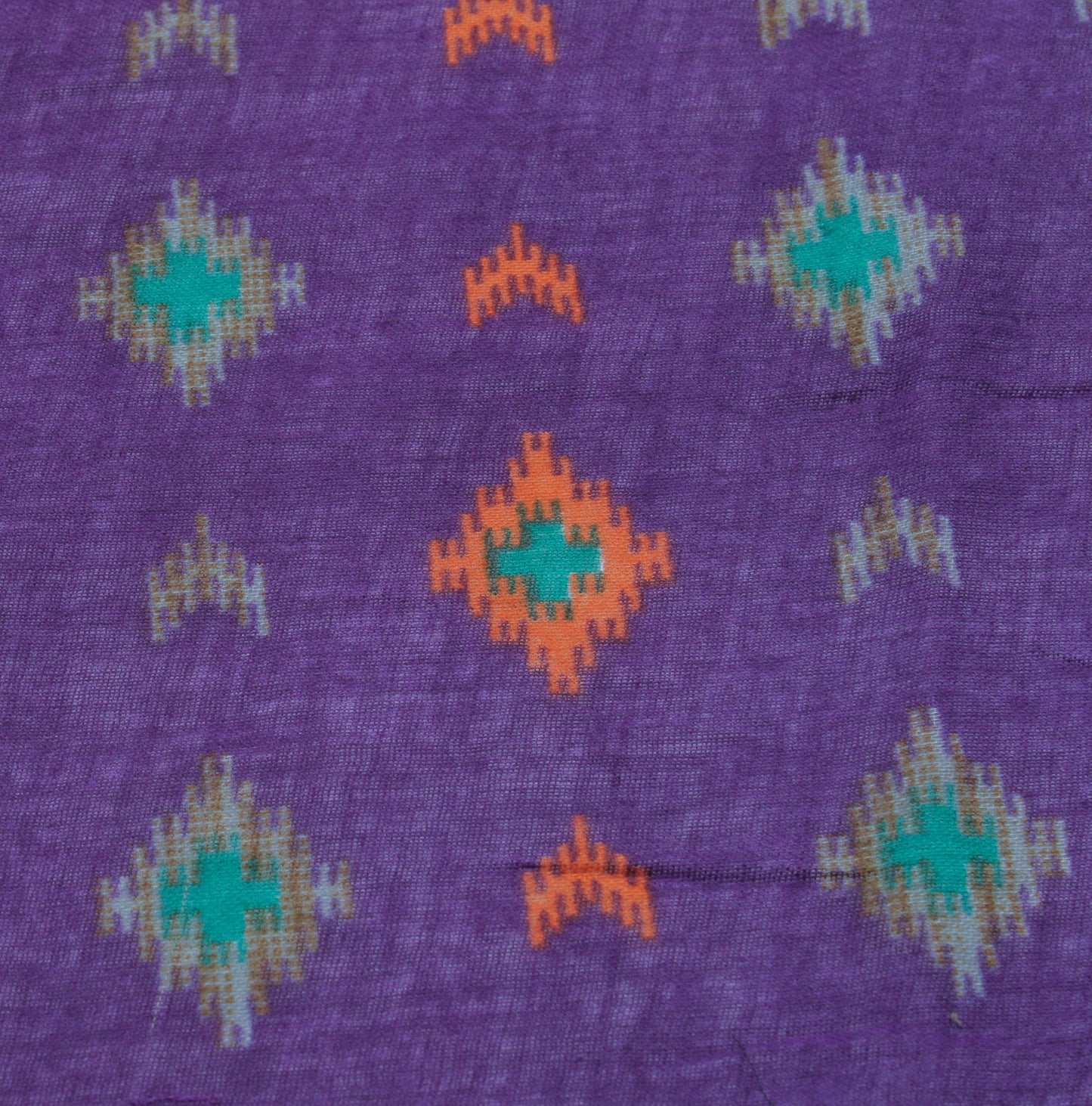 Sushila Vintage Purple Saree 100% Pure Cotton Printed Soft 5 Yard Craft Fabric