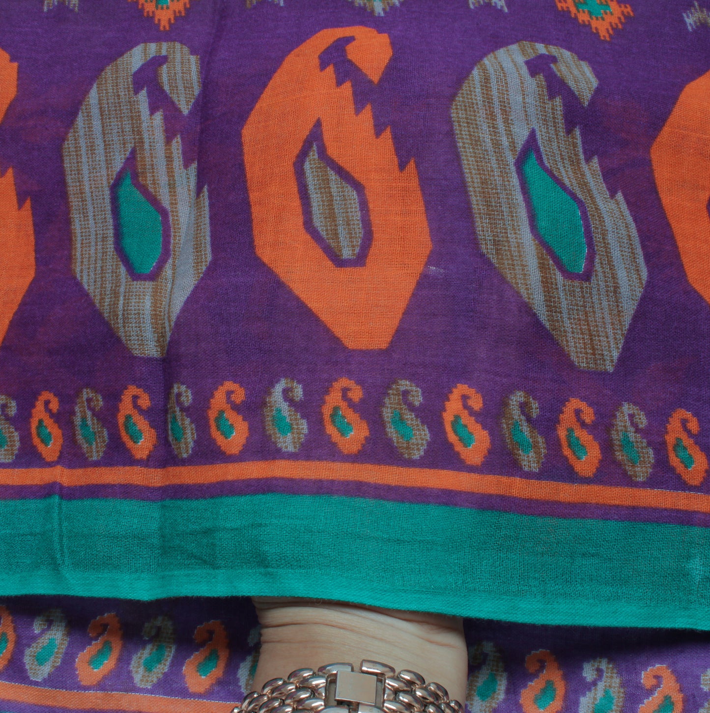 Sushila Vintage Purple Saree 100% Pure Cotton Printed Soft 5 Yard Craft Fabric
