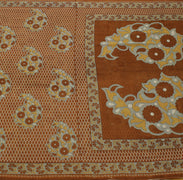 Sushila Vintage Brown Saree 100% Pure Cotton Printed Floral Soft Craft Fabric